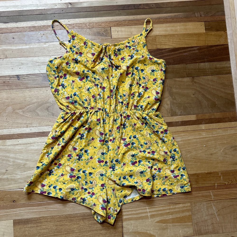 Yellow Boho Spaghetti Strap Romper